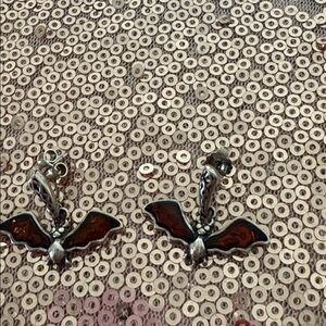 Silver and Black Bat Earrings